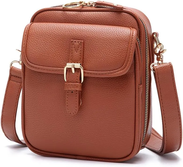RFID blocking Anti-theft Crossbody Bag Vintage Mini Messenger Bag Travel Waterproof Purse with Built in Wallet