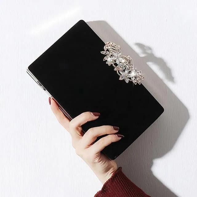 Rhinestone Evening Bag Exquisite Flower Lock Clutch