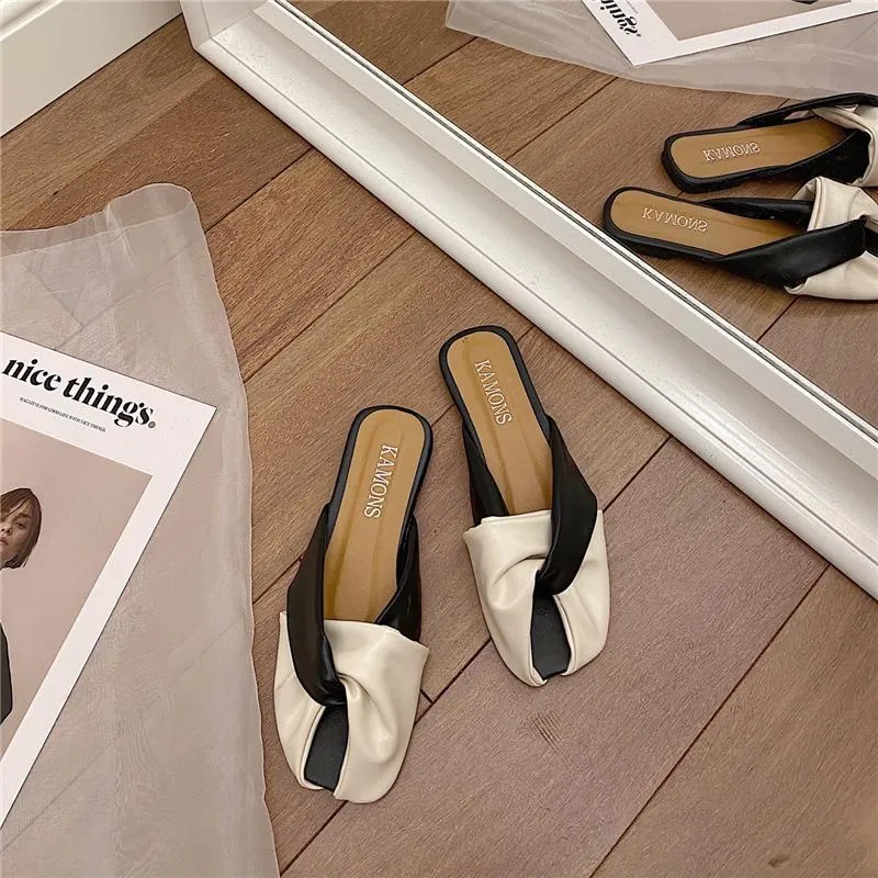 Riah Twisted & Ruched Two Tone Slippers - 3 Colors