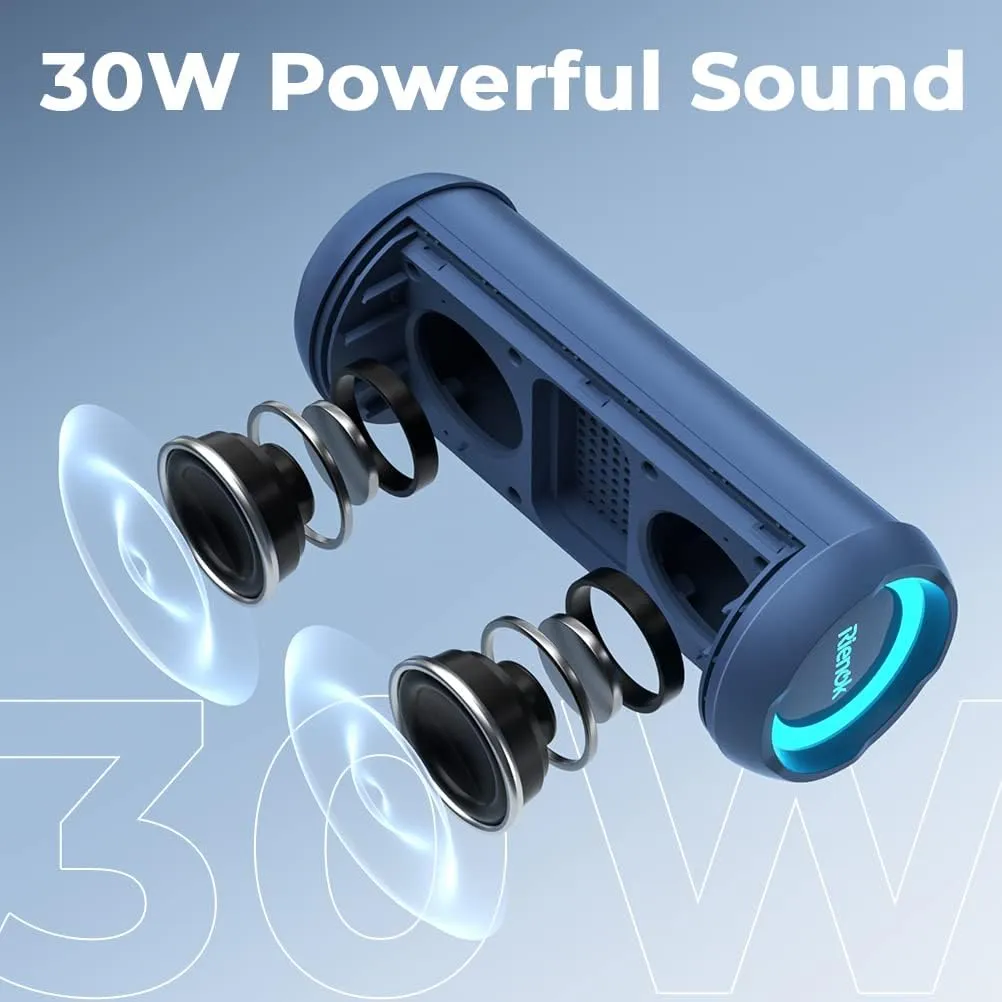 RIENOK Portable Bluetooth Speaker 30W Dual Pairing True Wireless Stereo HD Sound IPX7 Waterproof Outdoor Sport Shower Wireless Speaker Bluetooth 5.3 for Home Party