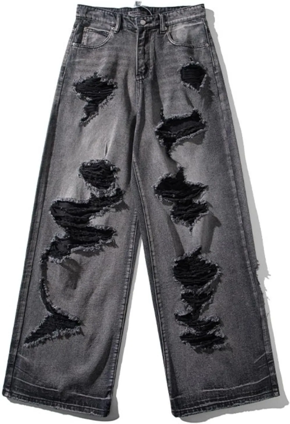 Ripped Jeans Y2k Hip Hop Pants Men Vintage Low Rise Wide Leg Baggy Trousers Grunge Streetwear Unisex