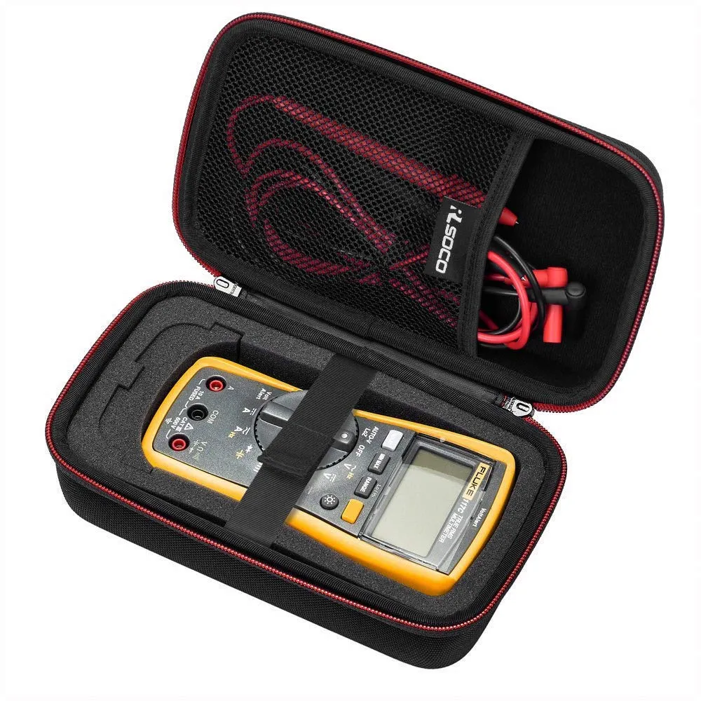 RLSOCO Carrying case for Fluke 117/115/116/114/113/177/178/179/233 Digital Multimeter and Fits for Fluke 101/106/107/ F15B F17B F18B  and More (with DIY Foam) (Red Zip