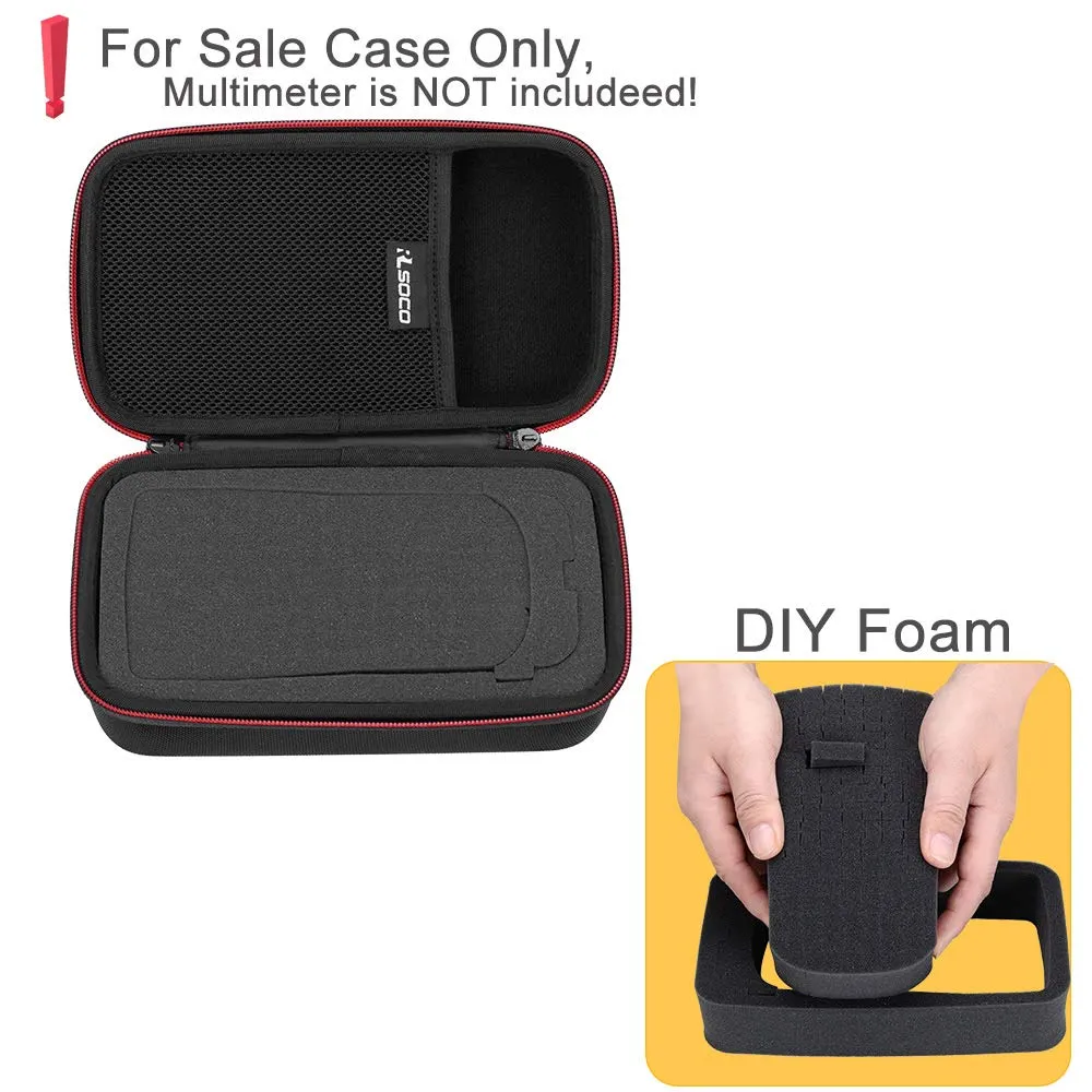 RLSOCO Carrying case for Fluke 117/115/116/114/113/177/178/179/233 Digital Multimeter and Fits for Fluke 101/106/107/ F15B F17B F18B  and More (with DIY Foam) (Red Zip