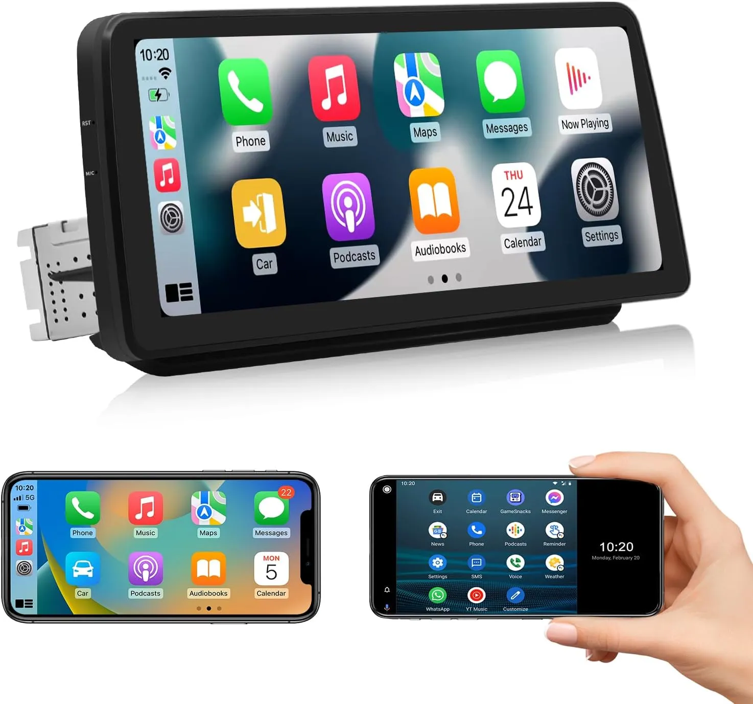Roadanvi X12 12.3" Android Car Stereo for Toyota RAV4 2019 2020 2021 2022 Wireless Apple Carplay Android Auto Car Radio Bluetooth Head Unit QLED Touch Screen 1920x720 GPS Navigation
