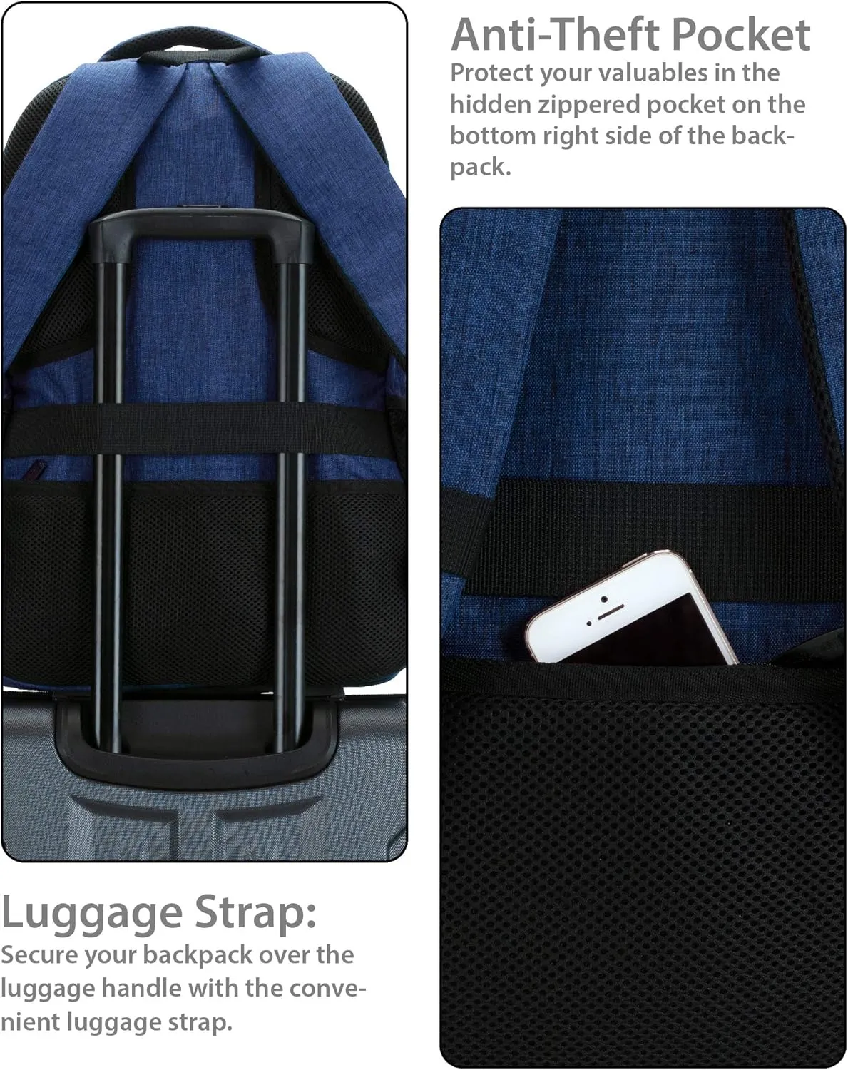 Rockland Business Pro USB Laptop Backpack, Blue, Large