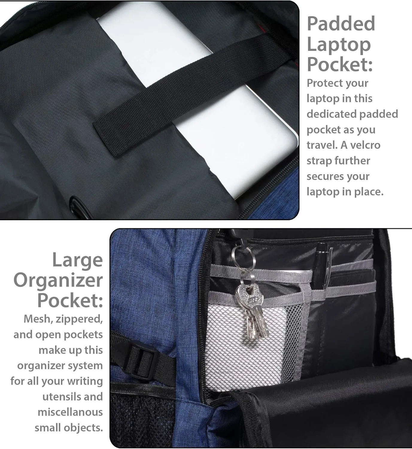 Rockland Business Pro USB Laptop Backpack, Blue, Large