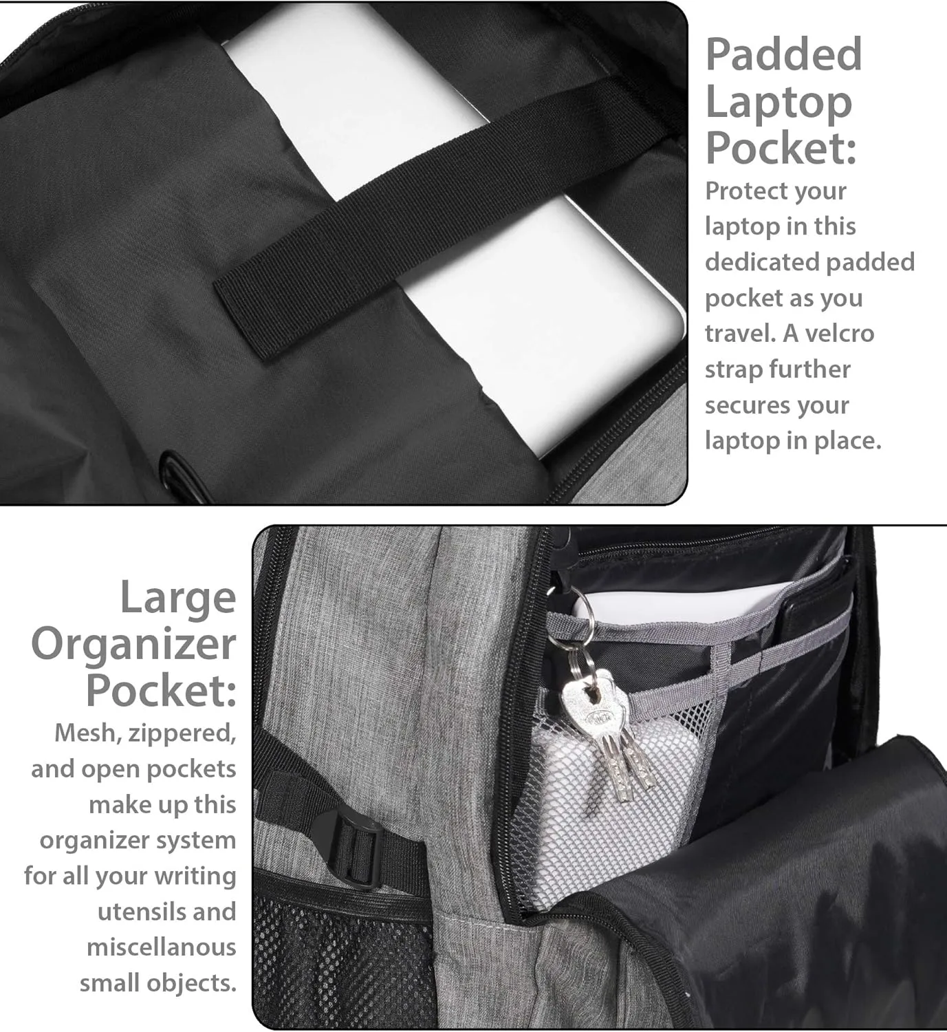 Rockland Business Pro USB Laptop Backpack, Grey, Large