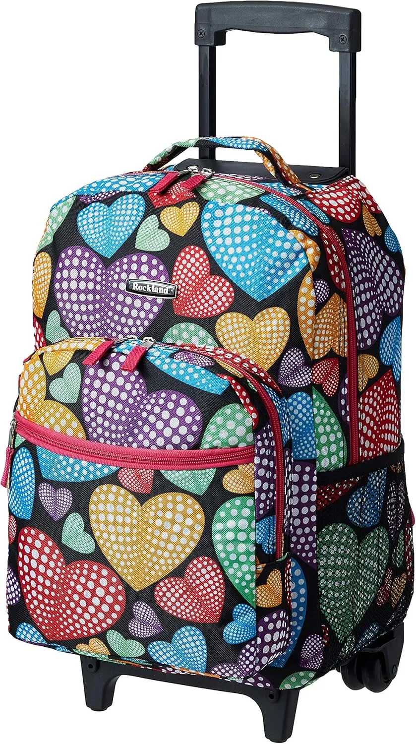 Rockland Double Handle Rolling Backpack, NEWHEART, 17-Inch