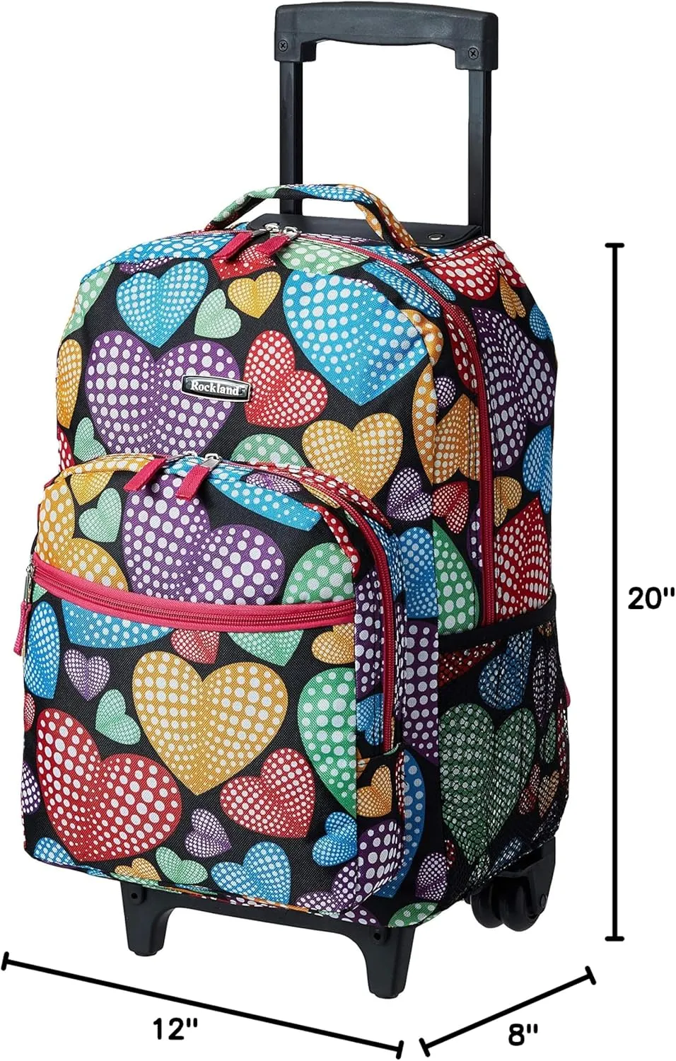 Rockland Double Handle Rolling Backpack, NEWHEART, 17-Inch