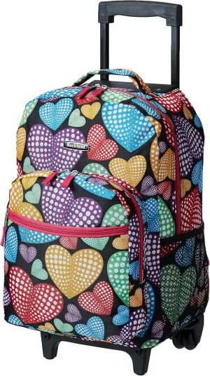 Rockland Double Handle Rolling Backpack, NEWHEART, 17-Inch