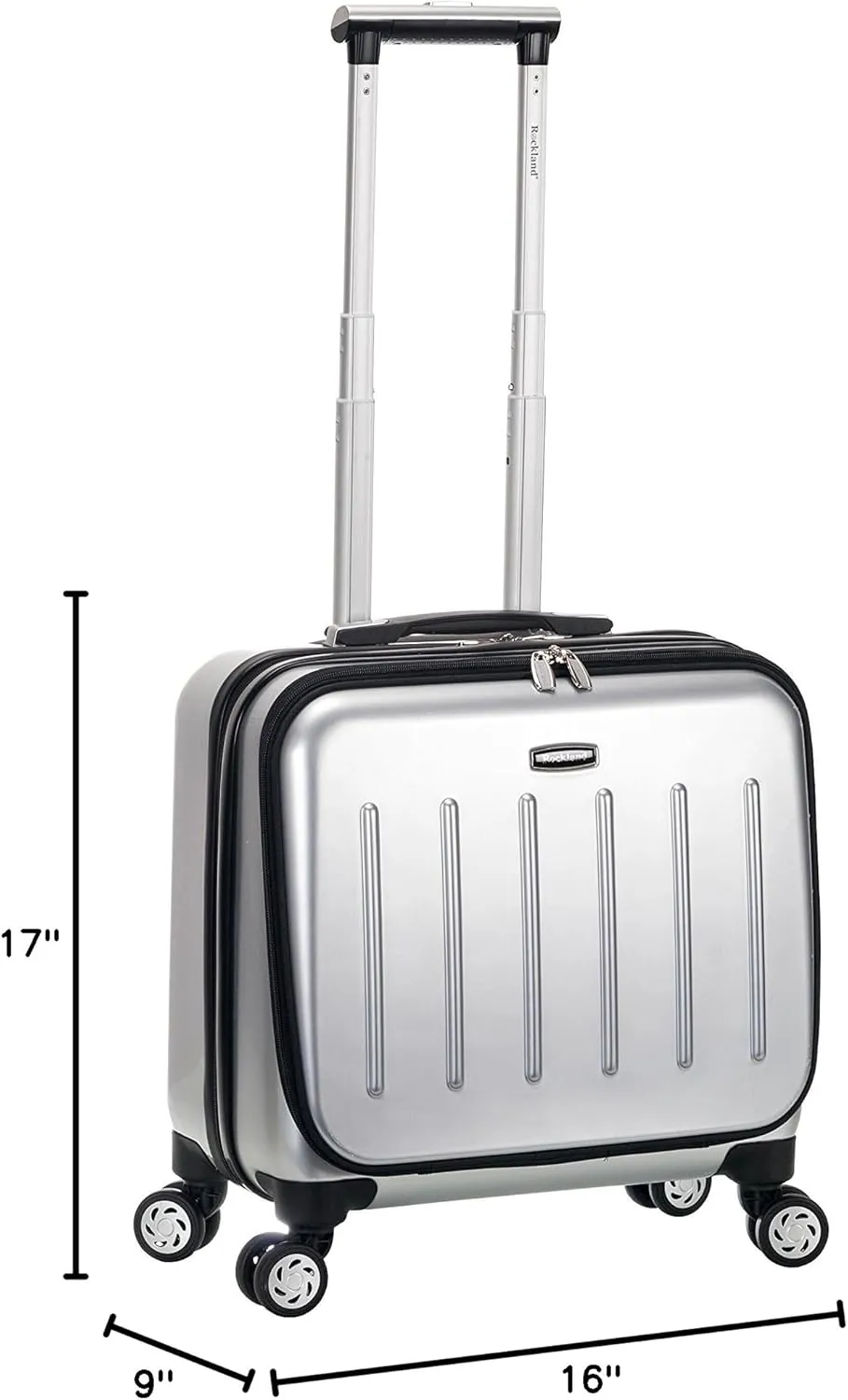 Rockland Revolution Hardside Rolling Computer Case, Silver, Carry-On 17-Inch