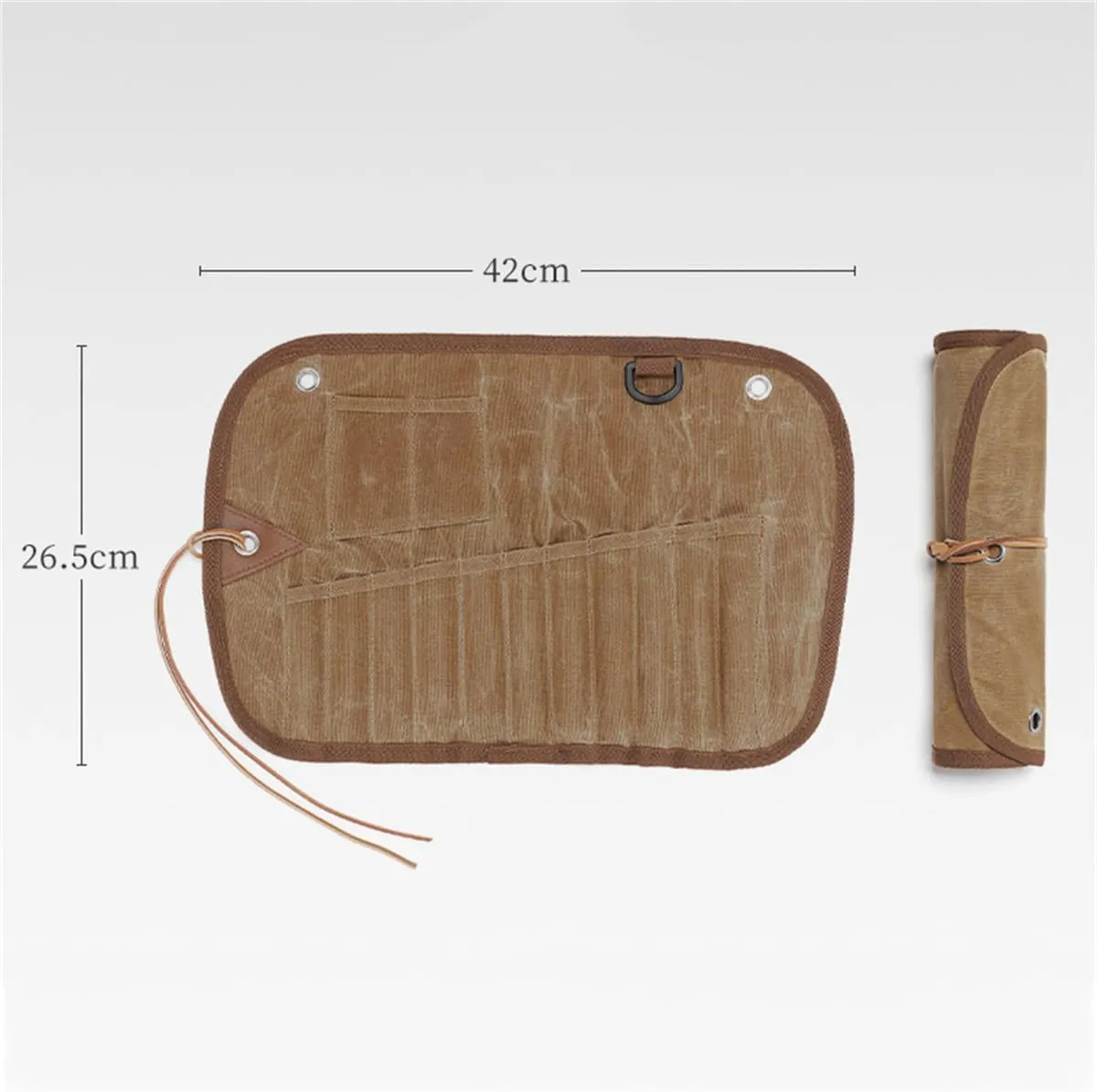 Roll Up Cutlery Bag, Hanging Cutlery Organizer, Portable Outdoor Camping Spoon Fork Utensils Storage Bag