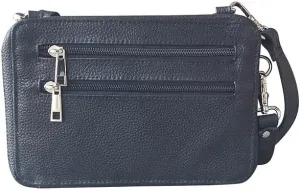 Roma Leathers Gun Concealment Organizer Handbag - Cowhide Leather, Detachable Wrist Strap - Black