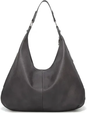 ROUROU Hobo Tote Bag for Women Soft Faux Leather Shoulder Bag Retro Satchel Zipper Closure Handbag Large Capacity Purse