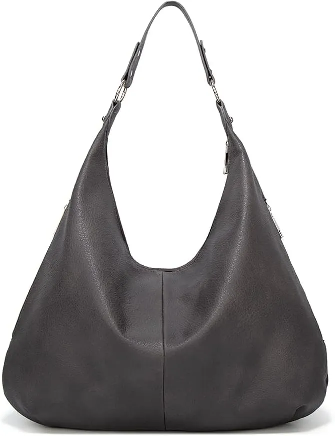 ROUROU Hobo Tote Bag for Women Soft Faux Leather Shoulder Bag Retro Satchel Zipper Closure Handbag Large Capacity Purse