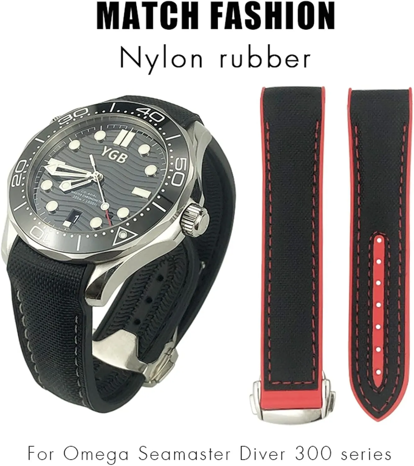 Rubber Nylon Leather Watchband 20mm 22mm 19mm 21mm Fit for Omega Seamaster GMT Planet Ocean Diver 300 Orange Silicone Watch Strap