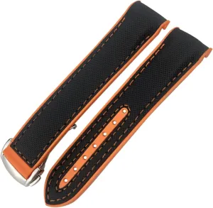 Rubber Nylon Leather Watchband 20mm 22mm 19mm 21mm Fit for Omega Seamaster GMT Planet Ocean Diver 300 Orange Silicone Watch Strap