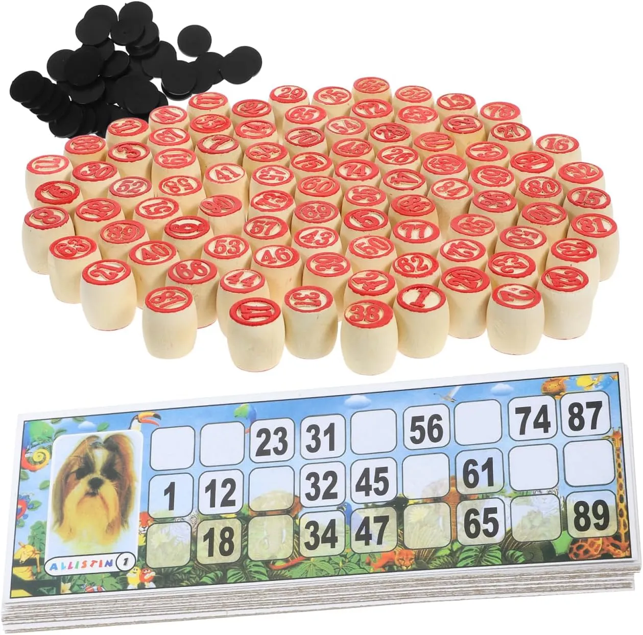Russian Lotto Game Bingo Game Set Wooden Russian Bingo Board Game Set Funny for Large Groups and Parties