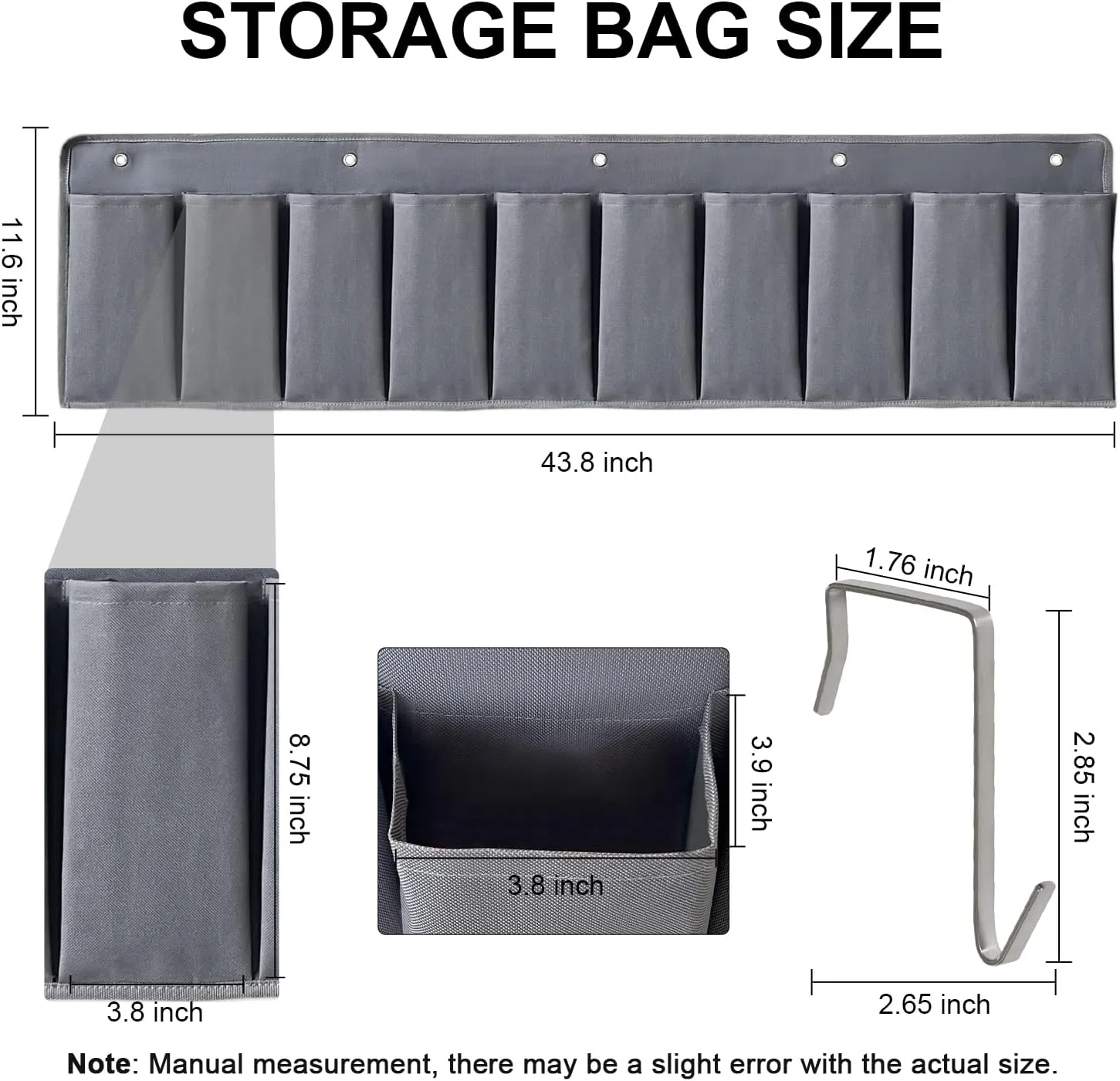 RV Shoe Pockets 10 Pockets Heavy Hanging Bedside Storage Organizer with Sturdy Hooks Storage Pockets Hangs on bed for Shoes Toys and Tool Accessories