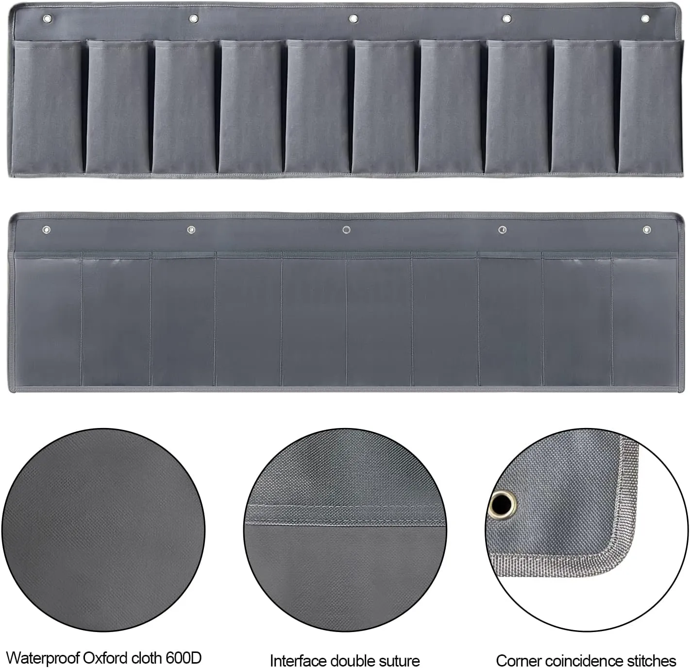 RV Shoe Pockets 10 Pockets Heavy Hanging Bedside Storage Organizer with Sturdy Hooks Storage Pockets Hangs on bed for Shoes Toys and Tool Accessories