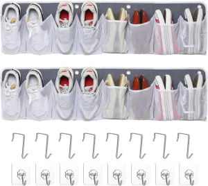 RV Shoe Storage for Bedside - 16 Extra Large Pocket Wall Mounted Entryway Shoes Rack, Bed Hanging Pocket Organizer, Bedside Caddy for Shoes and Tool Accessories,RV & Camper Essentials 2 Pack