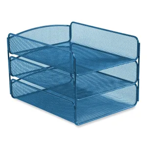 Safco® Onyx Triple Tray, 3 Sections, Letter Size Files, 9.25 x 11.75 x 8, Blue