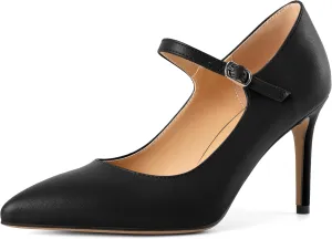SAMMITOP Women's Pointed Toe Mary Jane Pumps 85mm Heel Party Dress Shoes