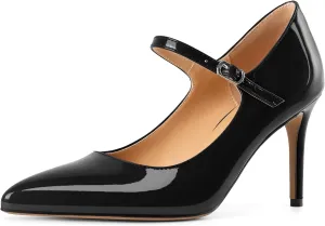 SAMMITOP Women's Pointed Toe Mary Jane Pumps 85mm Heel Party Dress Shoes