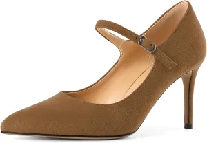 SAMMITOP Women's Pointed Toe Mary Jane Pumps 85mm Heel Party Dress Shoes