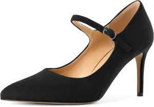 SAMMITOP Women's Pointed Toe Mary Jane Pumps 85mm Heel Party Dress Shoes