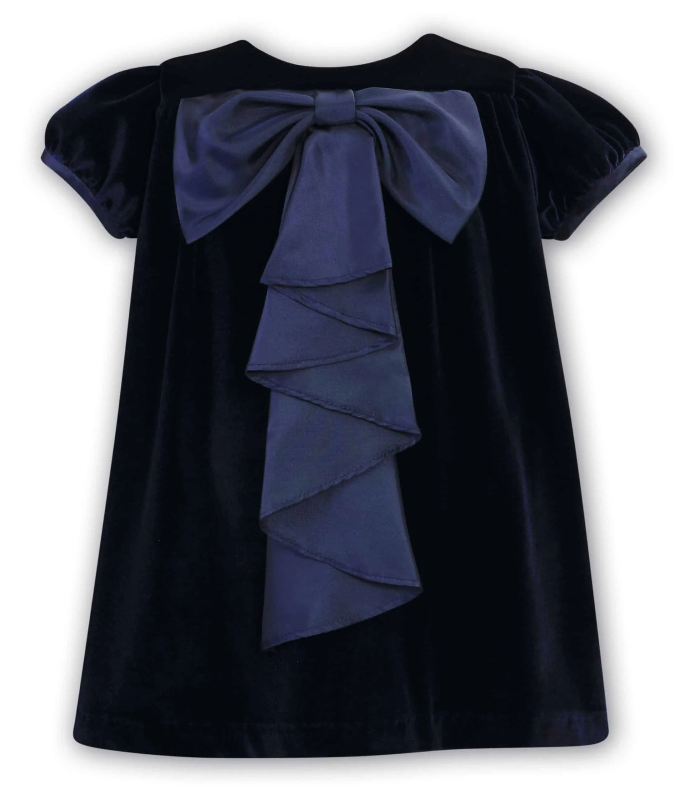 Sarah Louise Girls Navy Velvet Dress