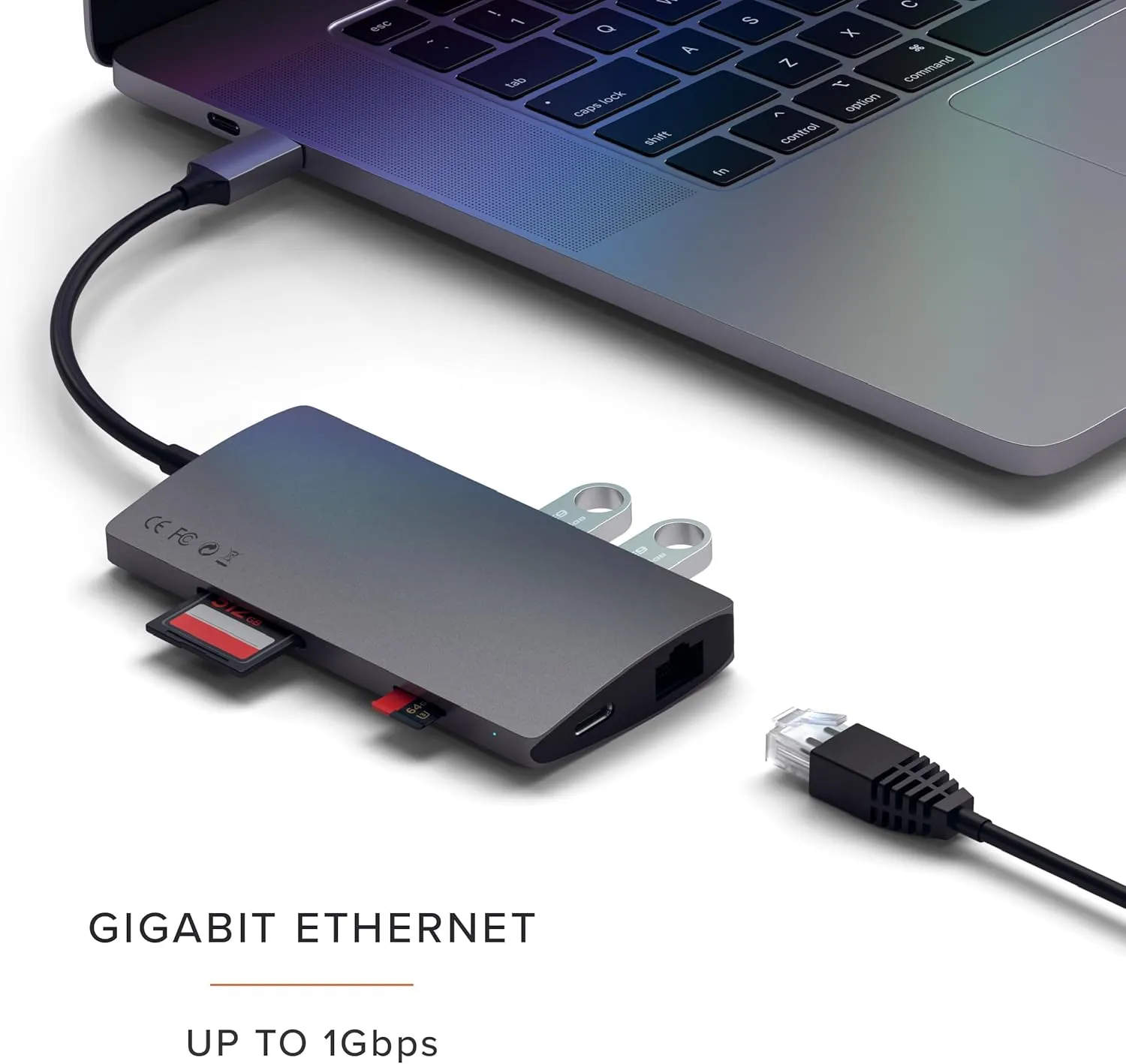 Satechi USB C Hub Multiport Adapter V2, with 4K HDMI, 60W USB C PD Charging, 3 USB-A, Ethernet, Micro/SD Card Readers, for MacBook Pro/Air & Windows - Space Gray