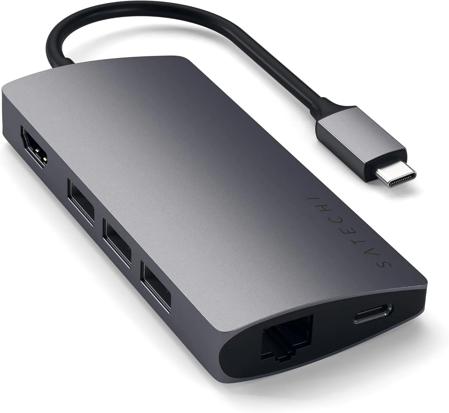 Satechi USB C Hub Multiport Adapter V2, with 4K HDMI, 60W USB C PD Charging, 3 USB-A, Ethernet, Micro/SD Card Readers, for MacBook Pro/Air & Windows - Space Gray