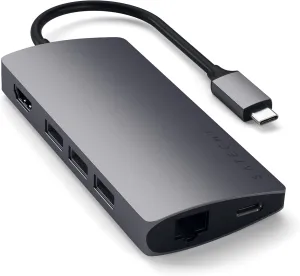 Satechi USB C Hub Multiport Adapter V2, with 4K HDMI, 60W USB C PD Charging, 3 USB-A, Ethernet, Micro/SD Card Readers, for MacBook Pro/Air & Windows - Space Gray