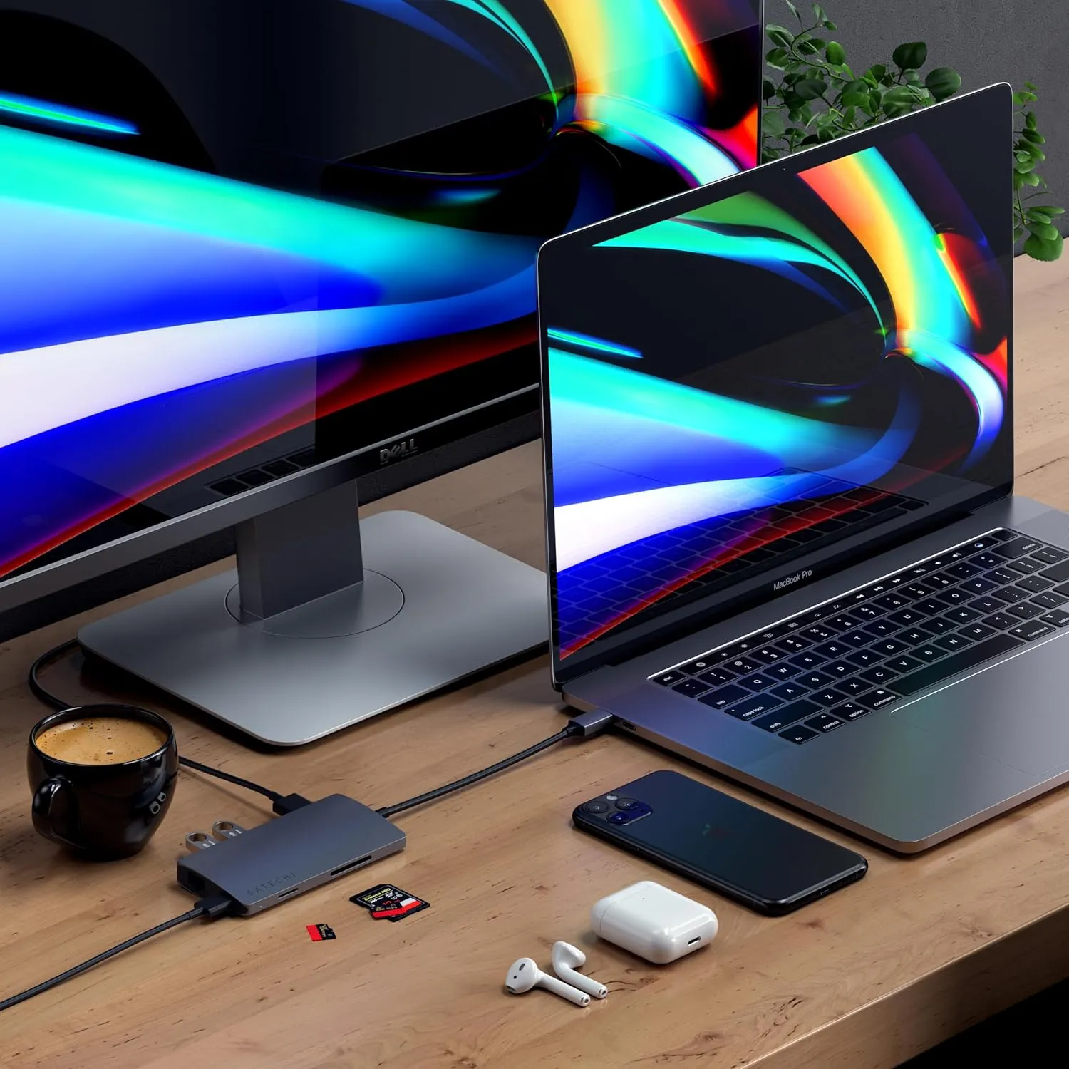 Satechi USB C Hub Multiport Adapter V2, with 4K HDMI, 60W USB C PD Charging, 3 USB-A, Ethernet, Micro/SD Card Readers, for MacBook Pro/Air & Windows - Space Gray