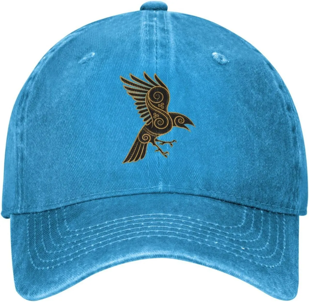 Scandinavian Pirate Odin's Raven Celtic Ponytail Baseball Cap Vintage Denim Cowboy Hat