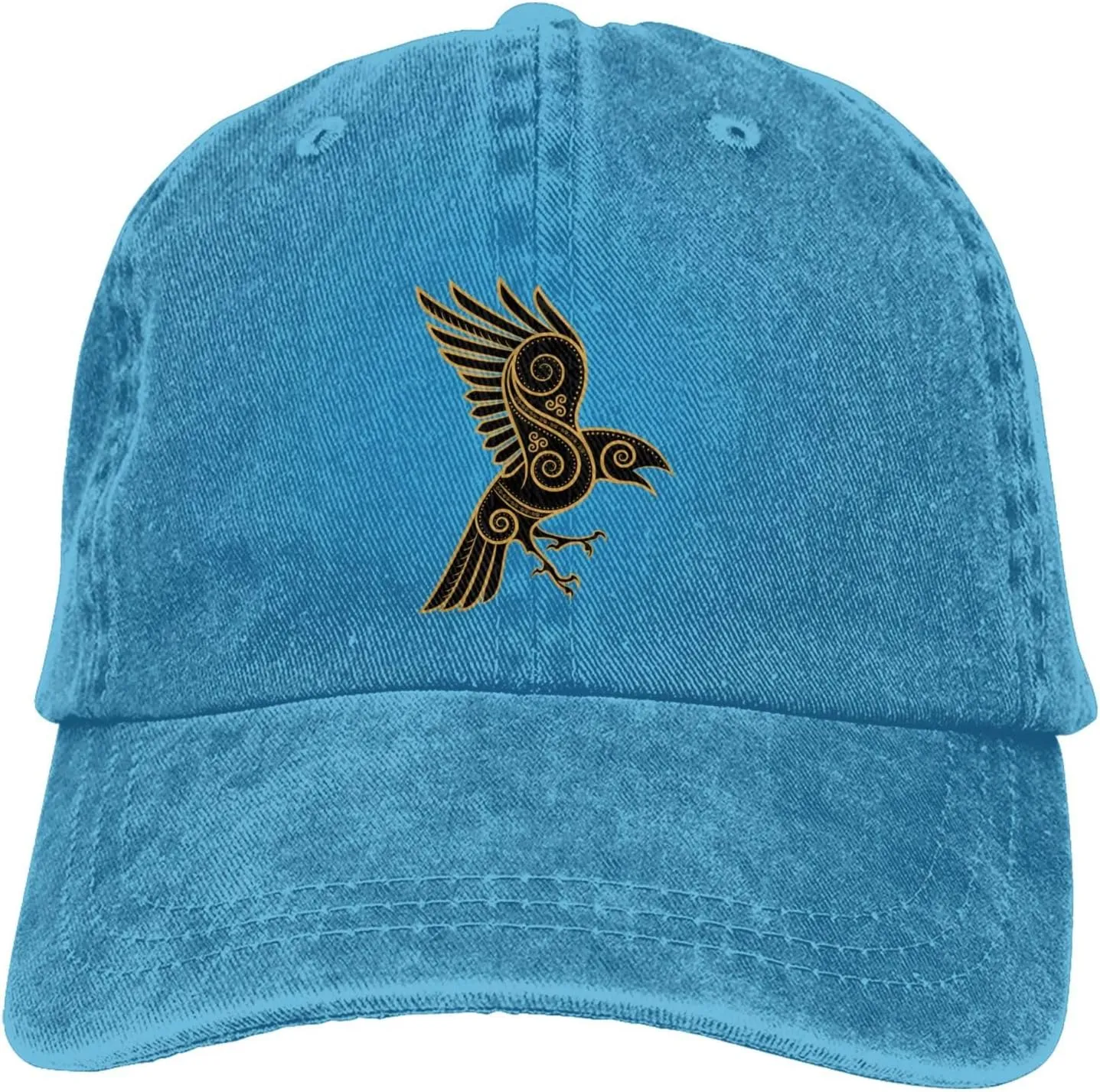 Scandinavian Pirate Odin's Raven Celtic Ponytail Baseball Cap Vintage Denim Cowboy Hat