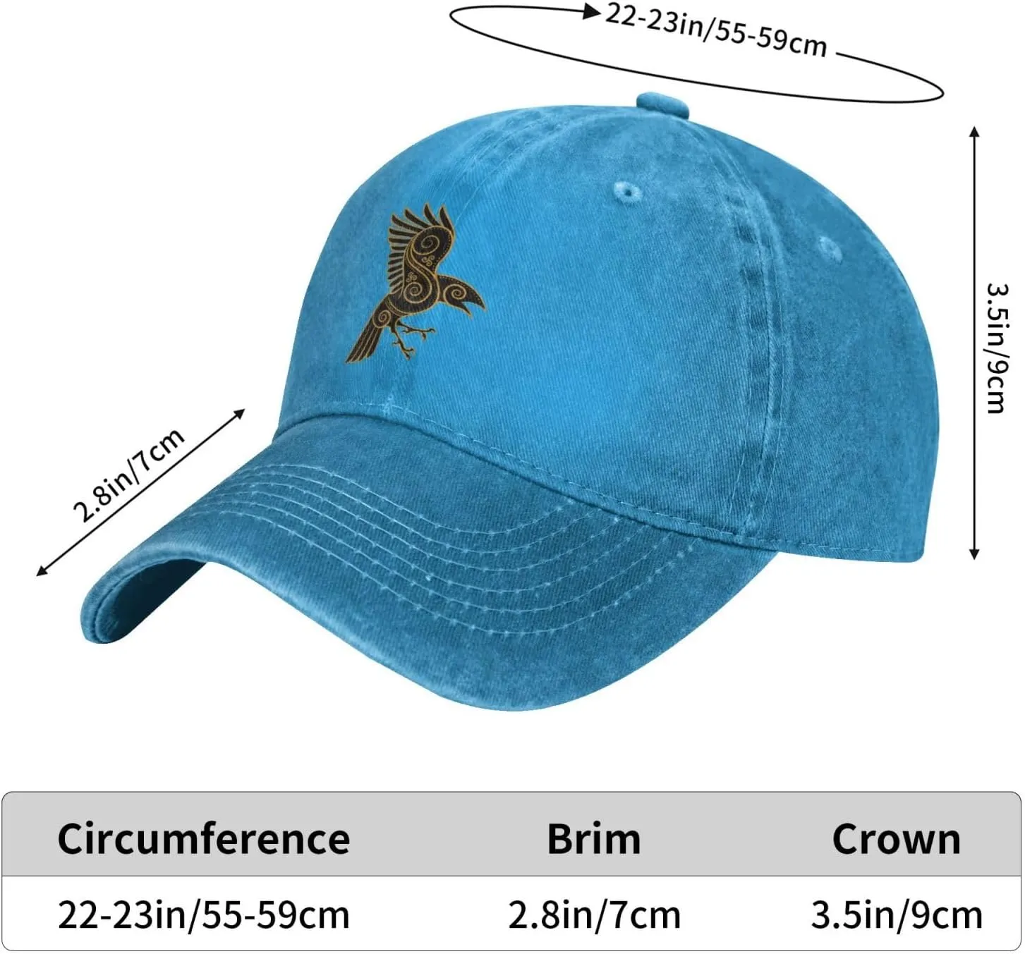 Scandinavian Pirate Odin's Raven Celtic Ponytail Baseball Cap Vintage Denim Cowboy Hat