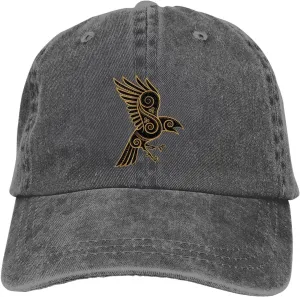 Scandinavian Pirate Odin's Raven Celtic Ponytail Baseball Cap Vintage Denim Cowboy Hat