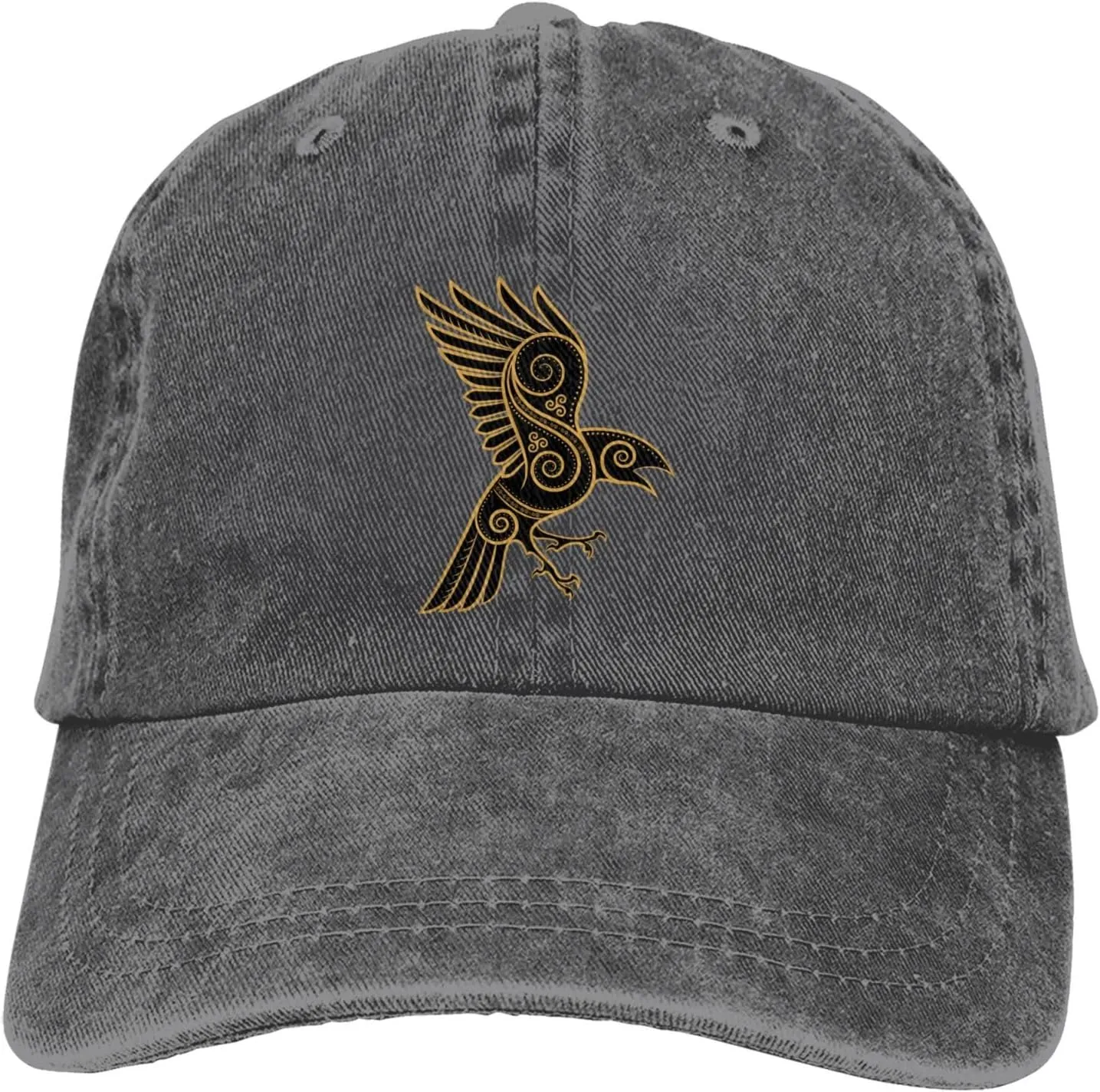 Scandinavian Pirate Odin's Raven Celtic Ponytail Baseball Cap Vintage Denim Cowboy Hat