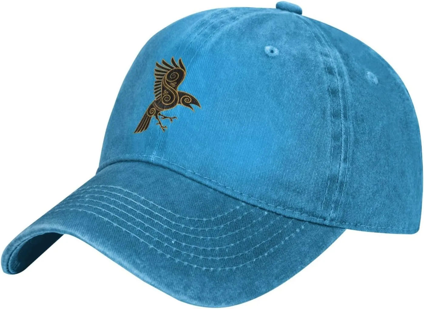 Scandinavian Pirate Odin's Raven Celtic Ponytail Baseball Cap Vintage Denim Cowboy Hat