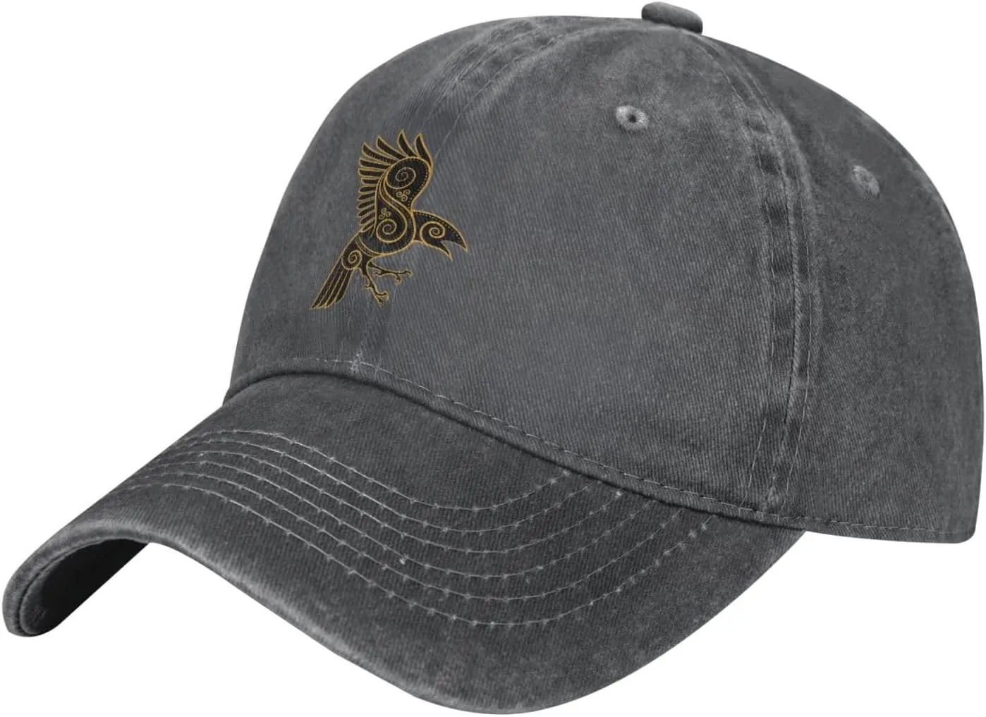 Scandinavian Pirate Odin's Raven Celtic Ponytail Baseball Cap Vintage Denim Cowboy Hat