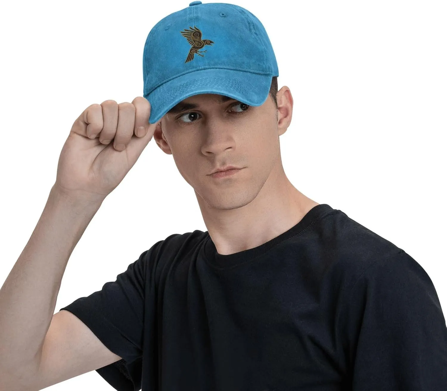 Scandinavian Pirate Odin's Raven Celtic Ponytail Baseball Cap Vintage Denim Cowboy Hat
