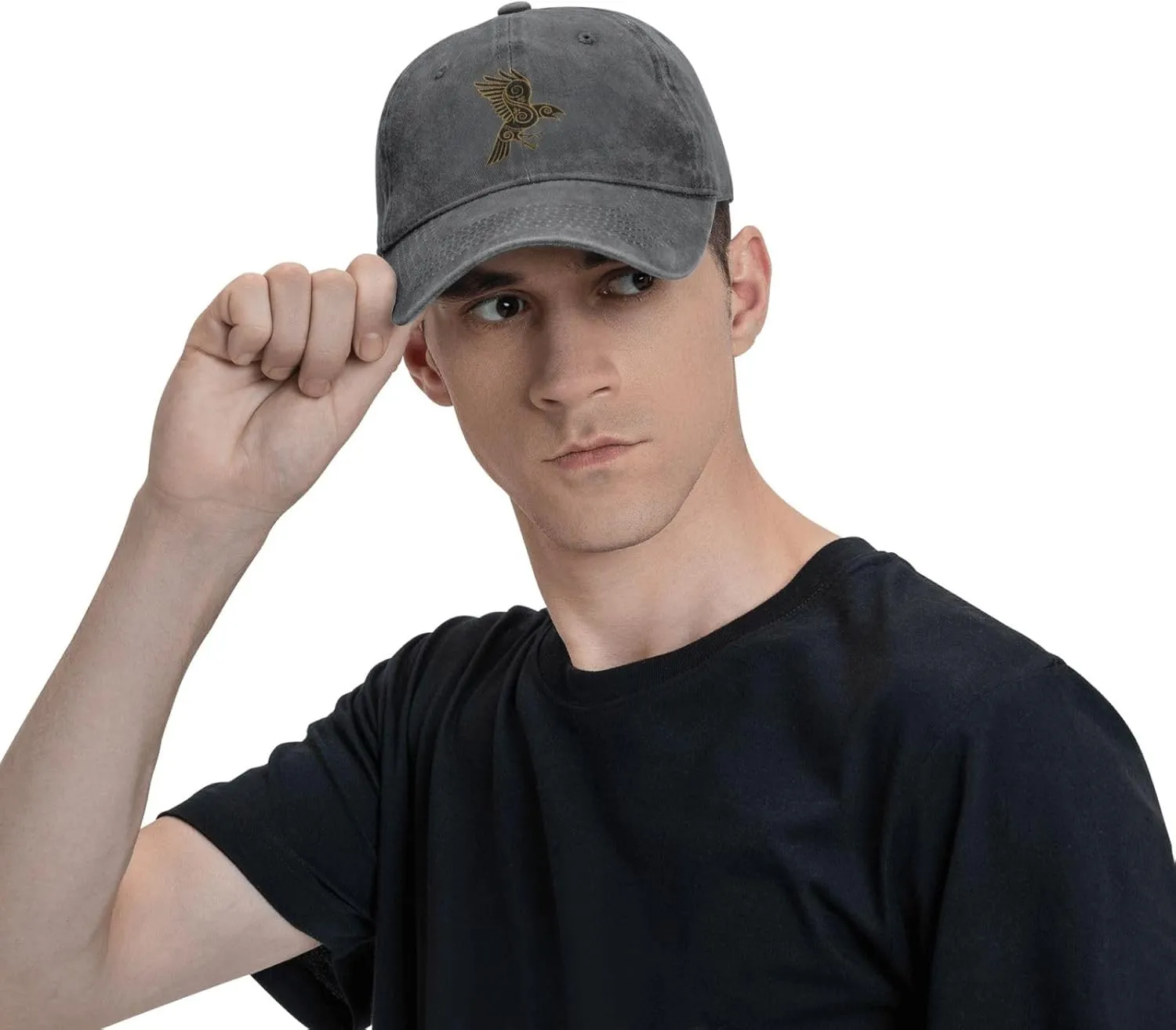 Scandinavian Pirate Odin's Raven Celtic Ponytail Baseball Cap Vintage Denim Cowboy Hat