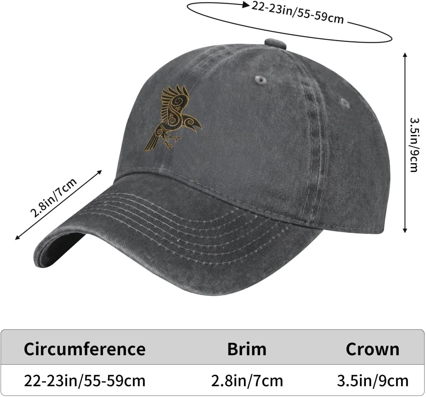 Scandinavian Pirate Odin's Raven Celtic Ponytail Baseball Cap Vintage Denim Cowboy Hat