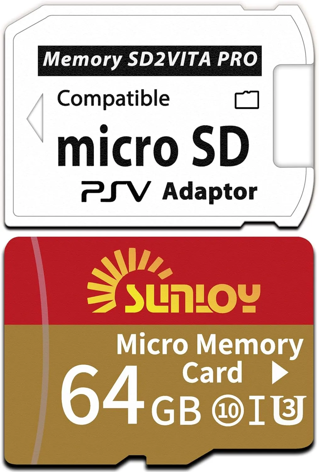 SD2Vita 6.0 PS Vita Memory Card Adapter with 64GB Micro SD Card, High Speed microSDHC UHS-I Flash Memory Card with PSV Micro SD Card Adapter for PSV 1000/2000 PSTV FW 3.60 HENkaku Enso System