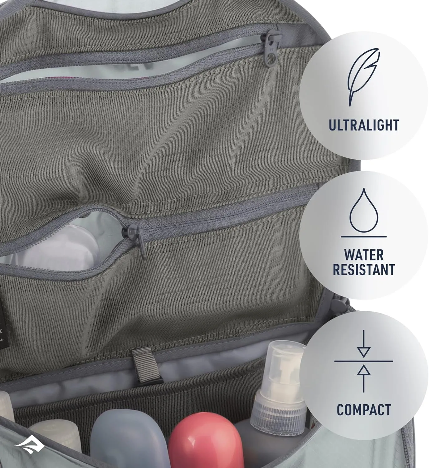 Sea to Summit Large Hanging Toiletry Bag, Travel Organizer for Men and Women, HighRise Grey
