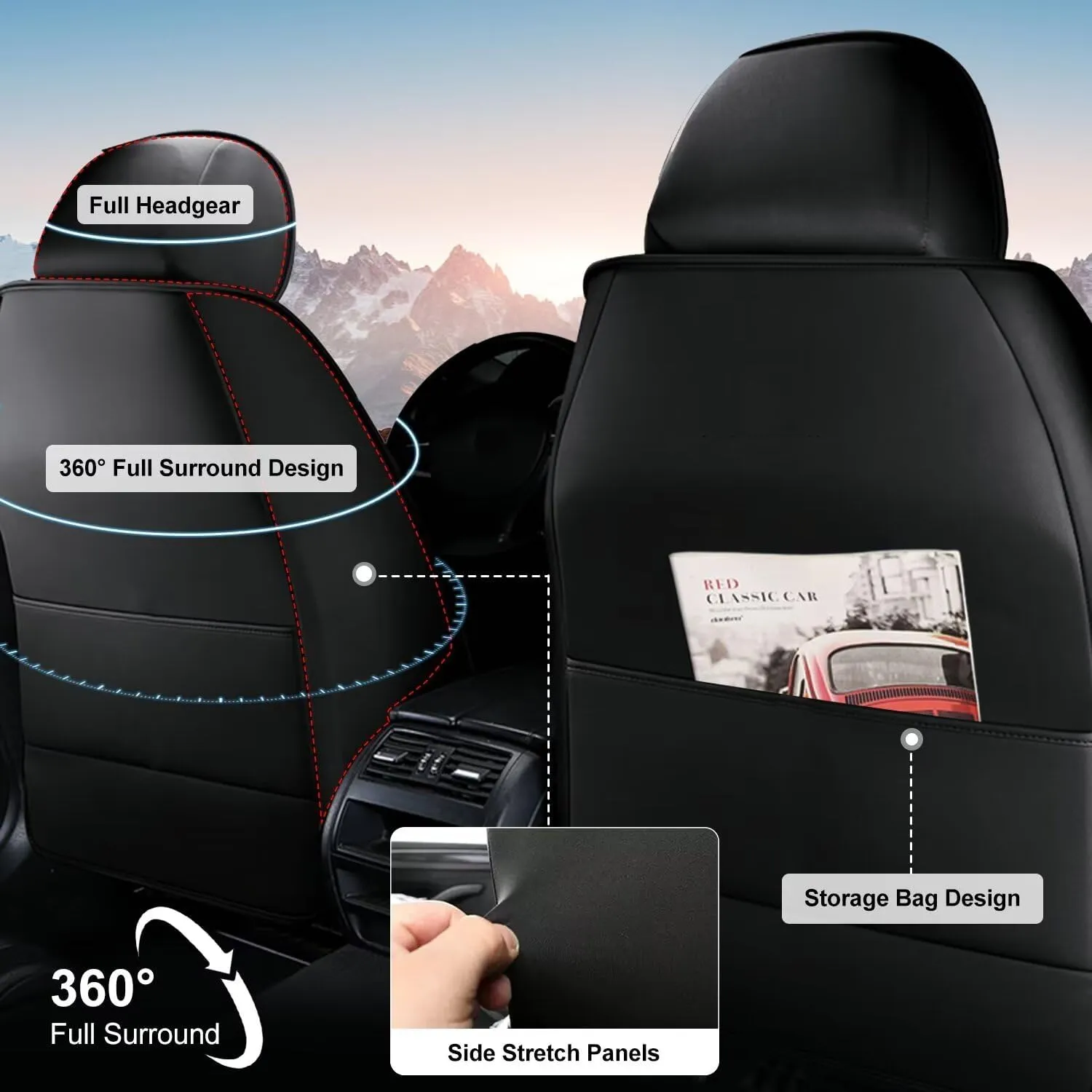 Seat Covers for Car 2 Front Seat Fit for Subaru Ascent 2019-2024 2025 Leather Seat Covers Breathable Waterproof Seat Protectors Automotive Seat Cushion with Airbag Compatible (Black&Beige)