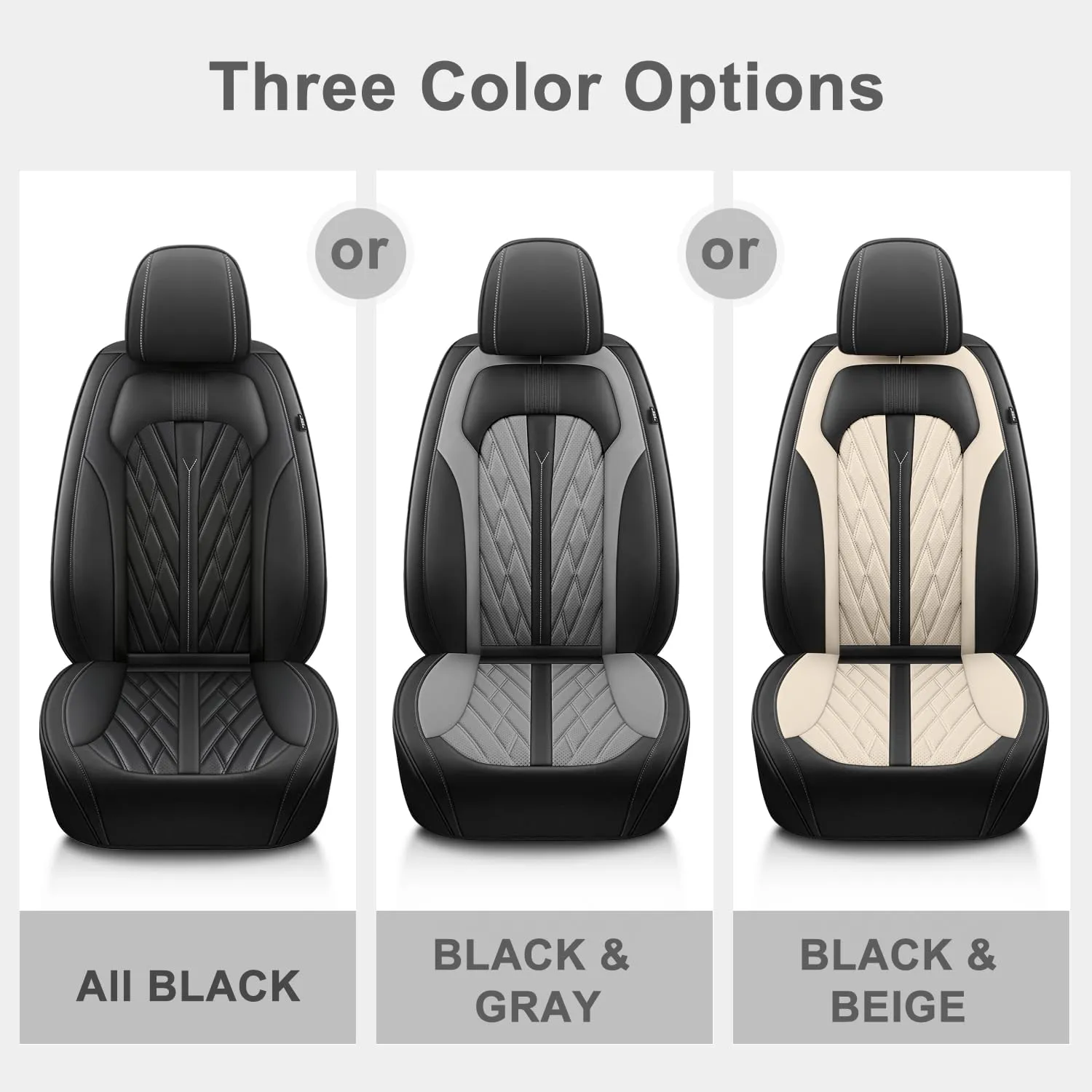 Seat Covers for Car 2 Front Seat Fit for Subaru Ascent 2019-2024 2025 Leather Seat Covers Breathable Waterproof Seat Protectors Automotive Seat Cushion with Airbag Compatible (Black&Beige)