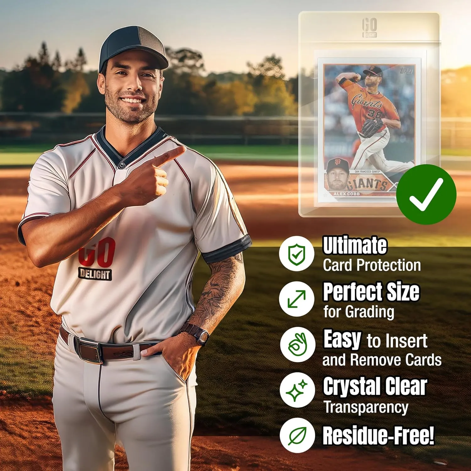 Semi Rigid Card Holders – 100 Bundle - 50 Card Holders for Trading Cards and 50 Soft Sleeves for PSA, SGC, BGS, CSG - Baseball Card Sleeves - 3-5/16" x 4-7/8" Including 1/2" Lip